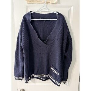 Vintage 1990’s Dockers Levi’s Navy Blue Knit Sweater | Large | 100% Cotton